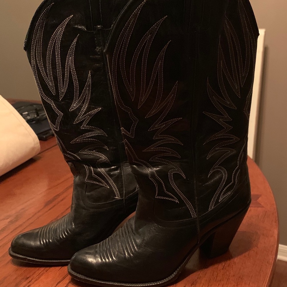 Andrew Geller Black Cowboy Boots Size 8.5